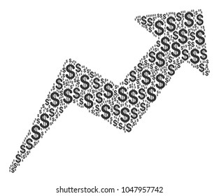Trend collage of dollar symbols. Vector dollar currency icons are organized into trend collage.