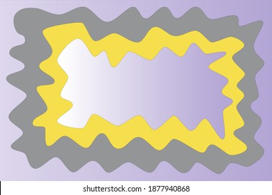 Trend color 2021. Illuminating yellow and Ultimate gray in combination with Lavender background. Bright frame of wavy shape. Banner for text. Copy space. Abstract gradient backdrop. Rectangular border