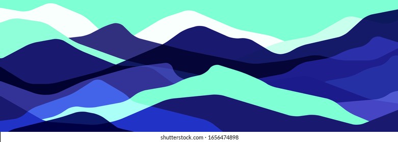 Trend color mountains, translucent waves, abstract glass shapes, modern background, vector design Illustration for you project