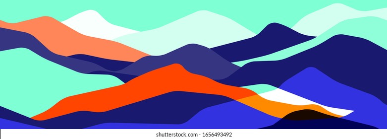 Trend color mountains, translucent waves, abstract glass shapes, modern background, vector design Illustration for you project