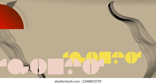 Trend color Pale Khaki poster design Japanese style templates invitations to lines abstract background. Stock illustration artwork business style