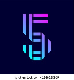 Trend colored letter folded from two paper tapes, transparency effect eps 10