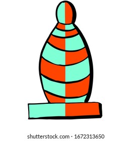Trend colors vector chess piece on a transparent background. Bishop doodle cartoon design. Hand drawn sketch blue, menthe, orange pictogram For chess school organisation logo, prints, t-shirt, fabric