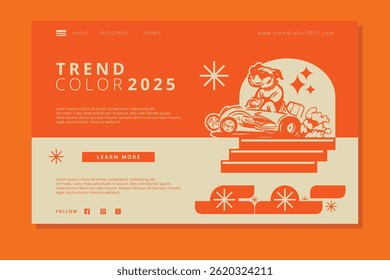 Trend Colour 2025 Flat Orange Beige web page design templates for business and marketing. Modern vector illustration concepts for website and mobile website development. Easy to edit and customize