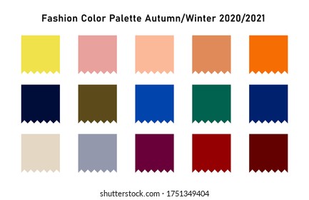 Trend colour forecast swatch for autumn winter 2020 2021. Fashion color palette 2020 2021 trendy colors, vector design illustration