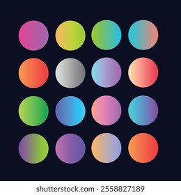 Trend Colour Gradient bright vibrant set of gradients background Samples color palette for fashion designers