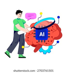 Trend design illustration of brain analysis