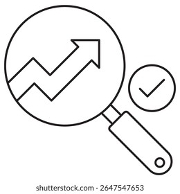Ícone de Detecção de Tendência, Permanecendo à Frente Descobrindo Padrões com Detecção de Tendência, Insights Futuros Aproveitando Dados para Descoberta de Tendência, vetor