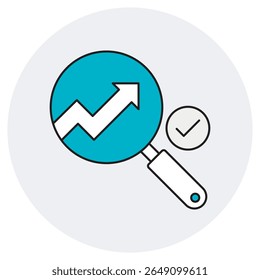 Ícone de Detecção de Tendência, Permanecendo à Frente Descobrindo Padrões com Detecção de Tendência, Insights Futuros Aproveitando Dados para Descoberta de Tendência, vetor