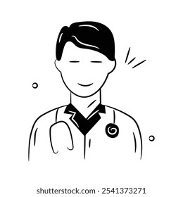 Trend doodle icon of health professional, premium vector