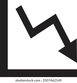  Trend down graph icon, trend down on white back ground. vector illustration.