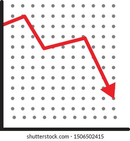 trend down graph icon. stock icon on white background. flat style. financial market crash icon for your web site design, logo, app, UI. graph chart downtrend symbol. chart going down sign. 