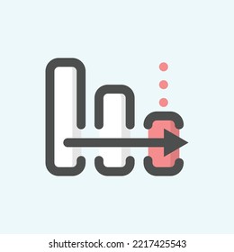  trend down icon, isolated Fintech colored outline icon in light blue background, perfect for website, blog, logo, graphic design, social media, UI, mobile app