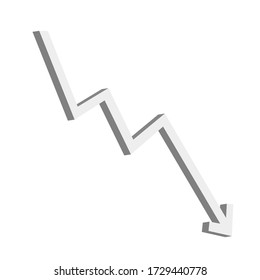 Icono de tendencia hacia abajo aislado. Icono vector de línea de grafo de negocios para sitios web y diseño 3d móvil.