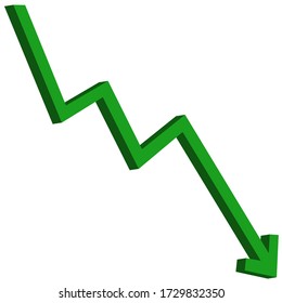 Trennen Sie das isolierte Symbol nach unten. Business Graph Linie Vektor Symbol für Websites und mobile 3D-Design.
