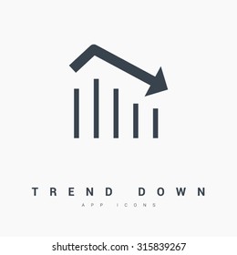 Trend down isolated minimal icon in black and white colors. Line vector icon for websites and mobile minimalistic flat design. Modern trend concept design style illustration symbol