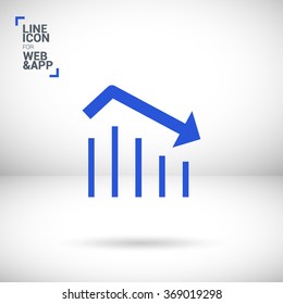 Trend down isolated minimal icon. Business graph line vector icon for websites and mobile minimalistic flat design.