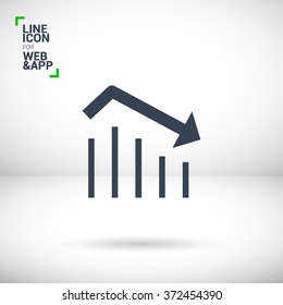 Trend down isolated minimal icon. Business graph line vector icon for websites and mobile minimalistic flat design.