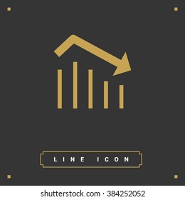 Trend down isolated minimal icon. Business graph line vector icon for websites and mobile minimalistic flat design.