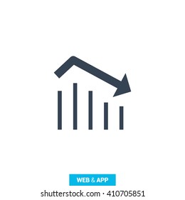 Trend Down Isolated Minimal Icon. Business Graph Line Vector Icon For Websites And Mobile Minimalistic Flat Design.