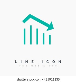 Trend down isolated minimal icon. Business graph line vector icon for websites and mobile minimalistic flat design.