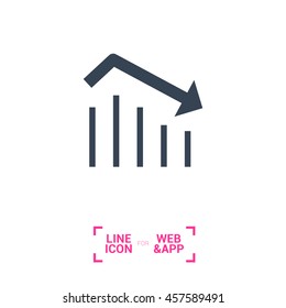 Trend down isolated minimal icon. Business graph line vector icon for websites and mobile minimalistic flat design.