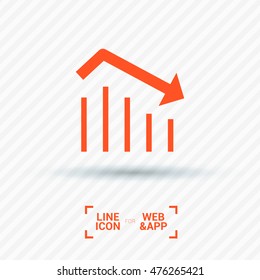 Trend down isolated minimal icon. Business graph line vector icon for websites and mobile minimalistic flat design.