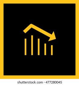Trend down isolated minimal icon. Business graph line vector icon for websites and mobile minimalistic flat design.