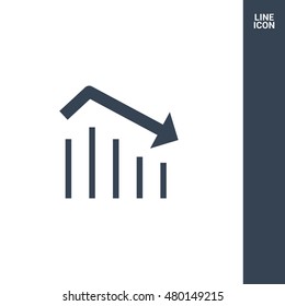 Trend down isolated minimal icon. Business graph line vector icon for websites and mobile minimalistic flat design.