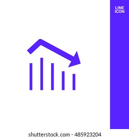 Trend down isolated minimal icon. Business graph line vector icon for websites and mobile minimalistic flat design.