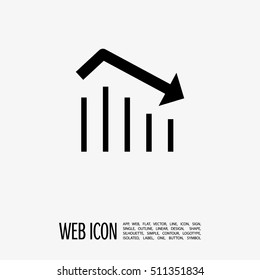 Trend Down Isolated Minimal Icon. Business Graph Line Vector Icon For Websites And Mobile Minimalistic Flat Design.