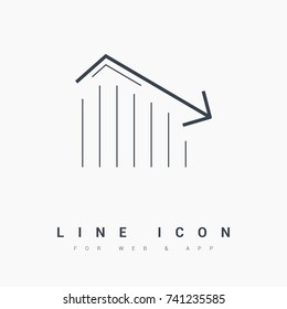 trend down line vector icon