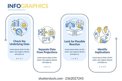 Trend evaluation rectangle infographic template. Management. Data visualization with 4 steps. Editable timeline info chart. Workflow layout with line icons. Lato-Bold, Regular fonts used