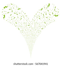Trend fireworks stream. Vector illustration style is flat eco green iconic symbols on a white background. Object double fountain made from random icons.