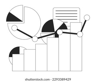 Trend forecasting flat line black white vector icon. Market growth analysis. Diagrams. Editable cartoon style concept. Simple isolated outline spot illustration for web graphic design and animation