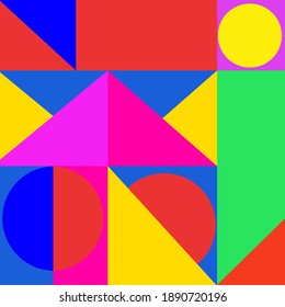 trend geometric bauhaus, abstract background with rainbow colors, vector
