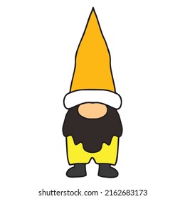 Trend gnomes collection. Yellow gnomes Hand-drawn digital drawings isolated on white background