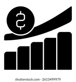Trend to go down chart solid icon, world sanction concept. Vector graphics. Dollar currency graph, market pressure sign on white background, glyph style mobile or design