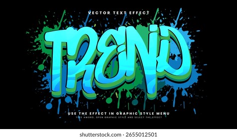 Plantilla de efecto de texto editable en 3D de estilo de graffiti de tendencia