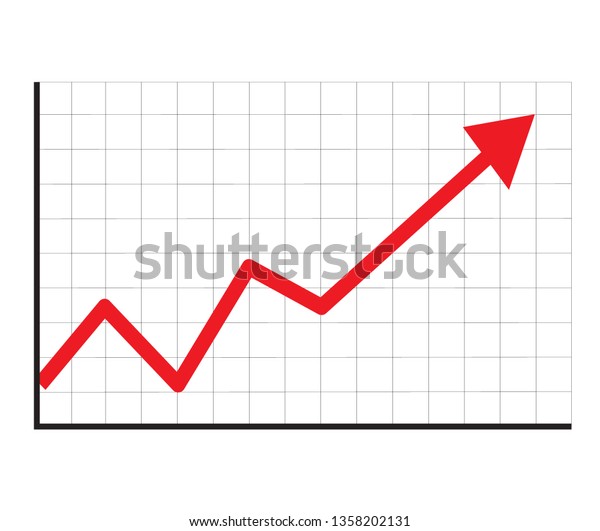trend up graph\
icon in trendy isolated on white background. flat style. stock\
sign. growth progress red arrow icon for your web site design,\
logo, app, UI. line chart\
symbol.