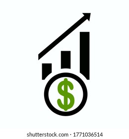 
trend graph of the rising dollar. chart chart of the trend of the dollar trend with flat style