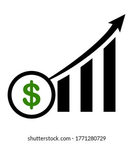 
gráfico de tendencias del dólar en alza. gráfico de la tendencia de la tendencia del dólar con estilo plano