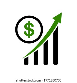 
gráfico de tendencias del dólar en alza. gráfico de la tendencia de la tendencia del dólar con estilo plano