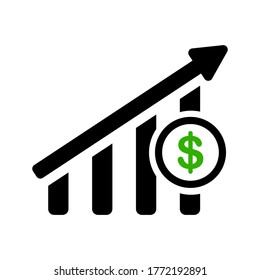 gráfico de tendencias del dólar en alza. gráfico de la tendencia de la tendencia del dólar con estilo plano
