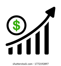 trend graph of the rising dollar. chart chart of the trend of the dollar trend with flat style.Vector illustration