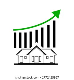 
trend graph of rising house prices. chart of rising house price trends, with flat style. vector illustration.