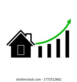 
trend graph of rising house prices. chart of rising house price trends, with flat style.vector illustration.