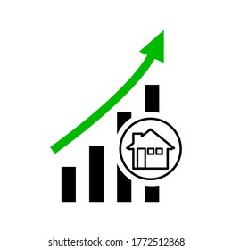
trend graph of rising house prices. chart of rising house price trends, with flat style, vector illustration