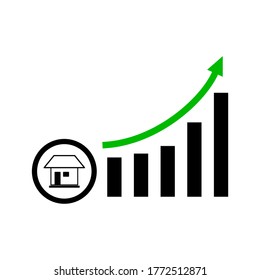 
trend graph of rising house prices. chart of rising house price trends, with flat style. vector illustration