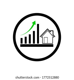 
gráfico de tendencias del alza de los precios de la vivienda. gráfico de tendencias crecientes de precios de la vivienda, con estilo plano